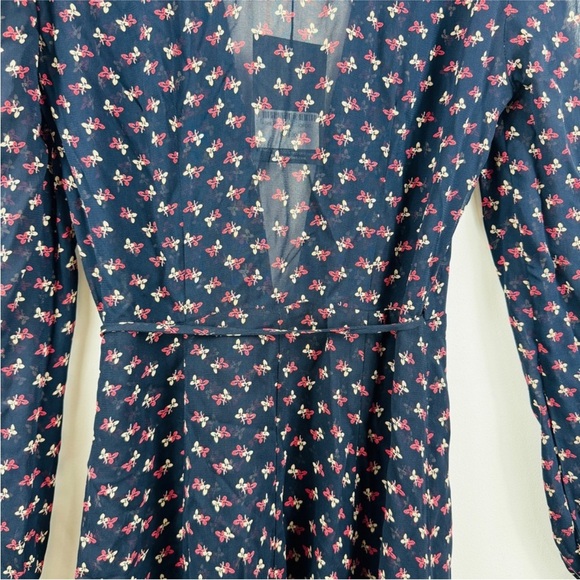 Reformation Dark navy with florals midi wrap dress NWT - Picture 12 of 14